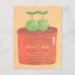 Zoete erwten in een pot tweeling babyshower uitnod kaart