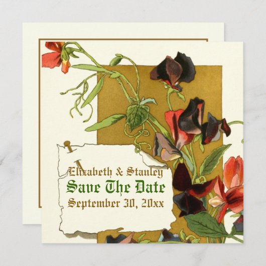 zoete erwtenbloemen bruiloft Save the Date (Voorkant / Achterkant)