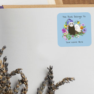 Zoete Fantasievolle Blauwe Malse Bloemige Fret Ex  Vierkante Sticker