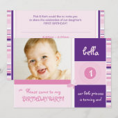 ZOETE FOTO VERJAARDAG UITNODIGT :: Grace 3L Kaart (Voorkant / Achterkant)
