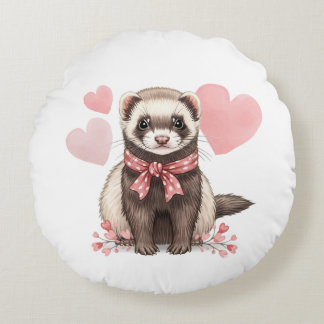 Zoete Fret Kawaii Roze Harten Rond Kussen