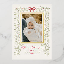 Zoete Garland Gouden Geschilderde Kerst Foto Kaart