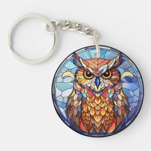 Zoete Gebrandschilderde Uil Sleutelhanger