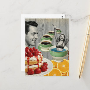 Zoete Gedachten Surreal Collage Koffie Zwem Dames Briefkaart