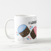 Zoete Geglazuurde Cupcakes met Spreuk Koffiemok (Links)