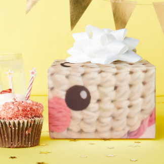 Zoete Gehaakte Konijn & Rozen Cadeaupapier