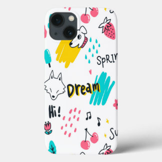 Zoete gekleurde hand getekend iPhone 13 hoesje