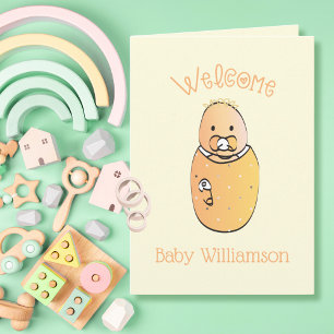Zoete Gele Pasgeboren Cartoon Knuffel Baby Shower Kaart