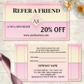 Zoete Gele Roze Monogram Verwijskaart Zakelijk Aanbevelingskaartje