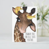 Zoete Giraffe en vrienden Bedankkaart (Staand voorkant)