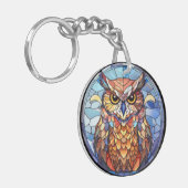 Zoete Glas in lood Uil Sleutelhanger (Voorkant Links)