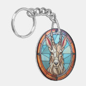 Zoete Glazen in lood berggeit Sleutelhanger (Voorkant Links)