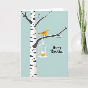Zoete Gouden Vogel Verjaardagskaart Kaart