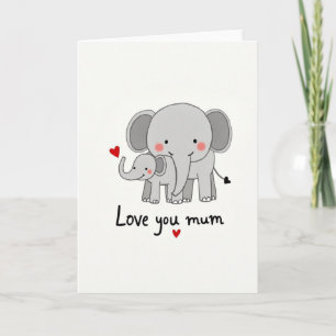 Zoete Grijze Olifant Familiekaart Kaart