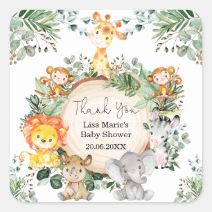 Zoete groen safari wilde baby dieren gunsten vierkante sticker