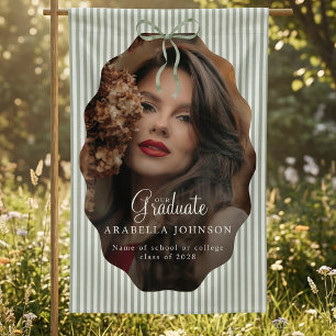 Zoete groene gestreepte strik foto afstudeerfeest spandoek