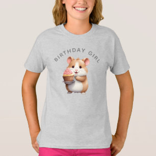 Zoete hamster, roze cupcake kinderverjaardag t-shirt