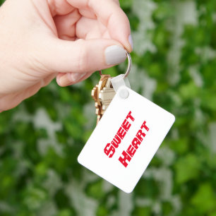 Zoete Hart Naam Gedrukt Rood Kleur Text-Lanyards Sleutelhanger