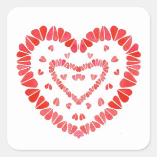 ZOETE HARTEN Kleine vierkante stickers