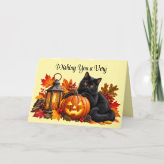 Zoete Herfstkat Wenskaart Kaart