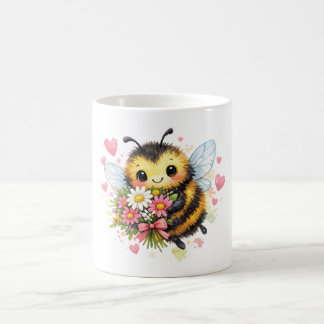 Zoete hommel met bloemboeket koffiemok