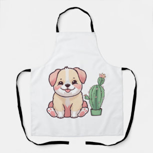 Zoete hond met cactus schort