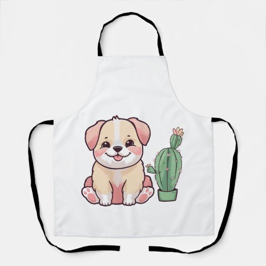 Zoete hond met cactus schort (Voorkant)
