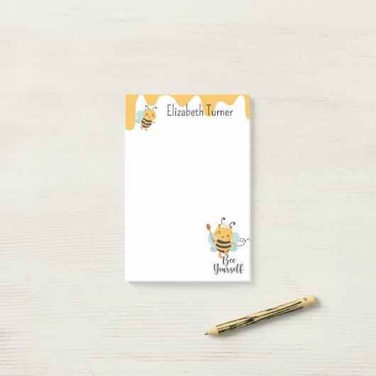 Zoete honing & hommels bij zelf personaliseren post-it® notes (Op bureau)