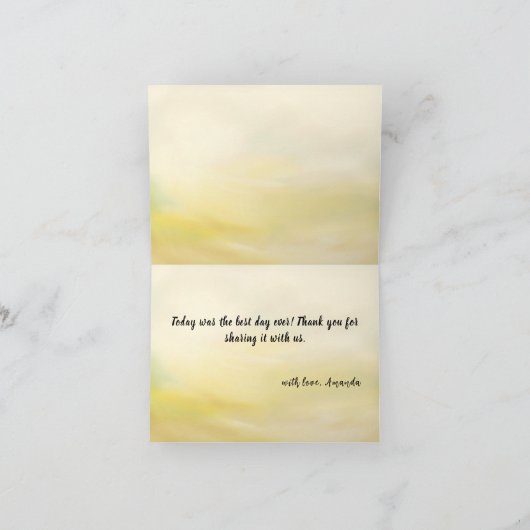 Zoete honing met bloemen eerste bij één verjaardag bedankkaart (Binnen)