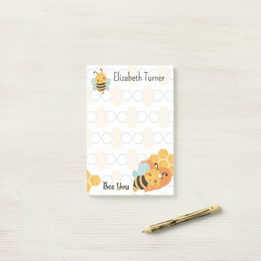 Zoete honingraat & hommels bij je gepersonaliseerd post-it® notes (Op bureau)