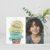 Zoete ijsjes jongens verjaardagsfeest uitnodiging (Staand voorkant)