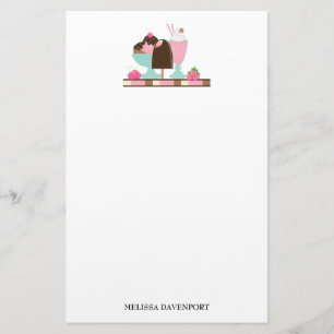 Zoete ijssundae en aardbeien milkshake briefpapier