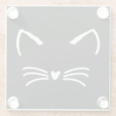 Zoete kat kitten gezicht glazen onderzetter (Achterkant)
