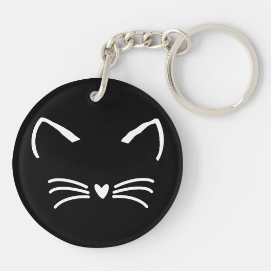 Zoete kat kitten gezicht sleutelhanger (Achterkant)
