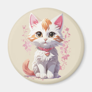 Zoete Kawaii Kat met Grote Ogen Magneet