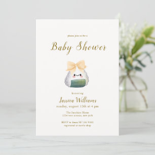 Zoete Kawaii Waterverf Boog Onigiri Baby Shower Kaart