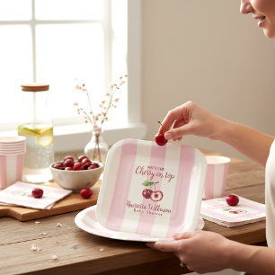 Zoete Kers Baby Shower Feestborden Papieren Bordje