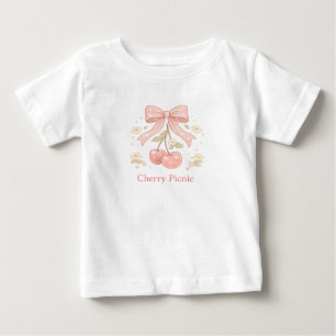 Zoete kers met roze strik illustratie peuter T-shi
