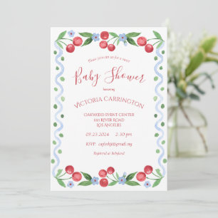 Zoete Kers Rode Baby Shower Kaart