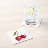 Zoete kers vierkante kartonnen onderzetter (Insitu)