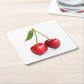 Zoete kers vierkante kartonnen onderzetter (Schuin)