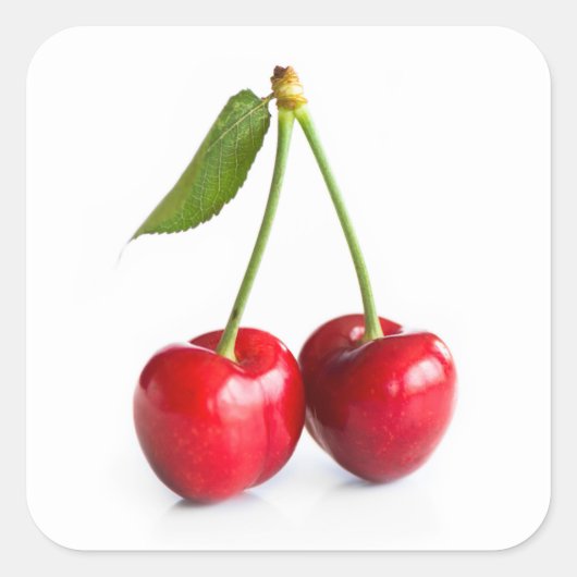 Zoete kers vierkante sticker (Voorkant)