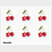 Zoete kers vierkante sticker (Vel)
