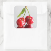Zoete kers vierkante sticker (Tas)
