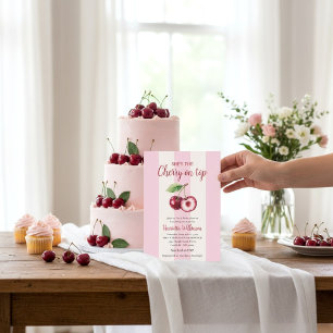 Zoete Kers Waterverf Baby Shower Uitnodiging