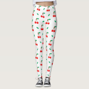 Zoete kersen Patroon op wit Leggings