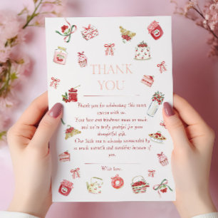 Zoete Kersendessert Waterverf Baby Shower Bedankkaart