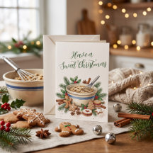 Zoete Kerst Bak Waterverf Kerstkaart