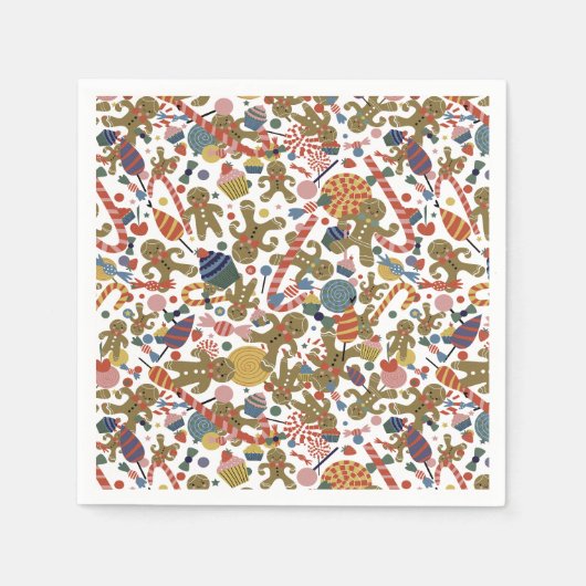 Zoete Kerst Gingerbread Man Snoepriet Delight Servet (Voorkant)