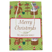 Zoete Kerstwasbeer en Eekhoorn & Sneeuwvlokken Medium Cadeauzakje (Voorkant)